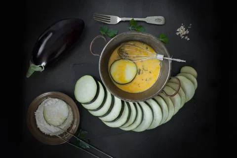 Fried Eggplant Preparation 写真素材
