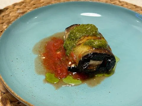 Fried eggplants Stock Photos