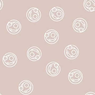 Fried eggs allergy line vector seamless pattern Stock Illustration