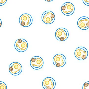 Fried eggs allergy vector seamless pattern Stock Illustration