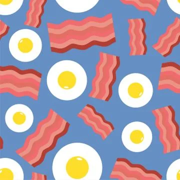 Fried eggs and bacon pattern seamless. vector background 库存插图