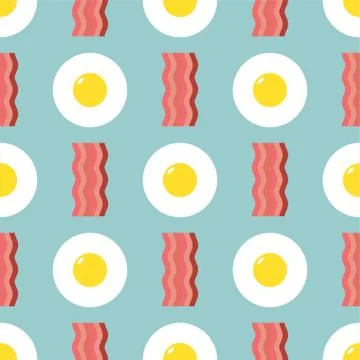 Fried eggs and bacon pattern seamless. vector background 库存插图