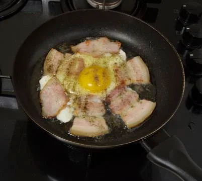 Fried eggs and ham Foto stock