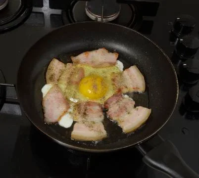 Fried eggs and ham Foto stock