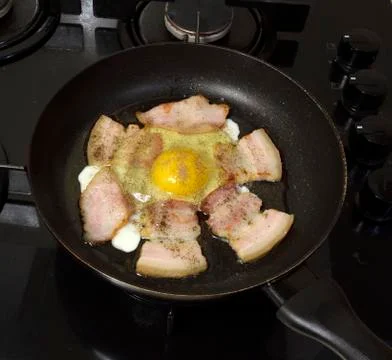 Fried eggs and ham Foto stock