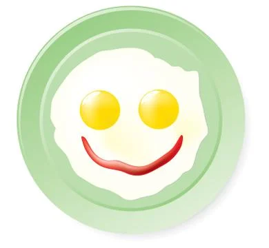 Fried eggs and ketchup in smile form. Stock Illustration