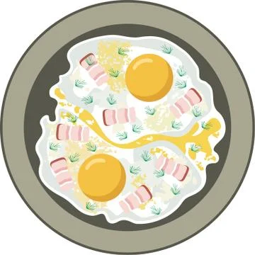 Fried eggs with bacon Stock Illustration
