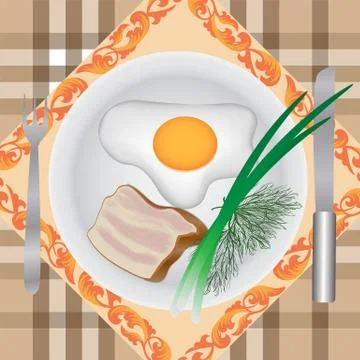 Fried eggs with bacon Stock Illustration