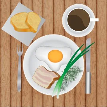 Fried eggs with bacon Stock Illustration