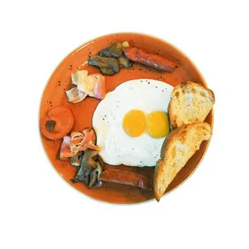Fried eggs with bacon Stock Photos