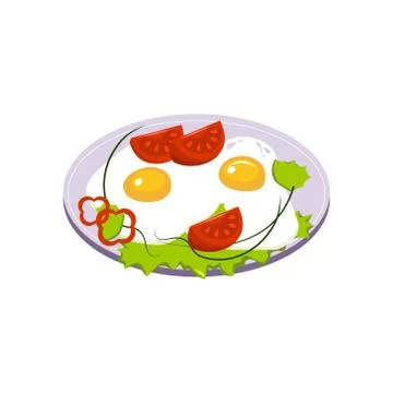Fried Eggs Breakfast Food Element Isolated Icon Stock Illustration
