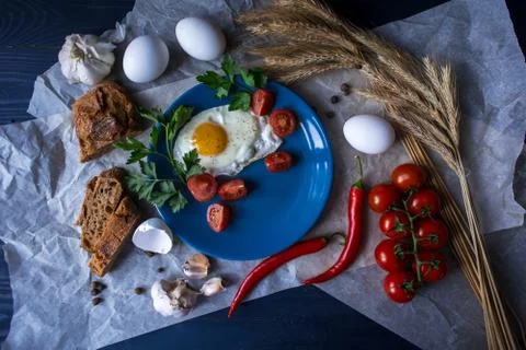 Fried eggs breakfast Stock Photos