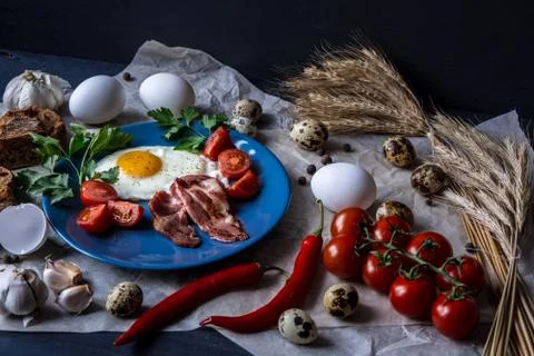 Fried eggs breakfast Stock Photos