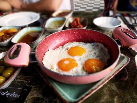 Fried Eggs for Breakfast. 스톡 사진