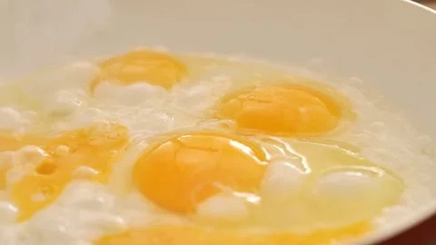 Fried eggs for breakfast.scrambled eggs. protein breakfast Stock Footage 244508359