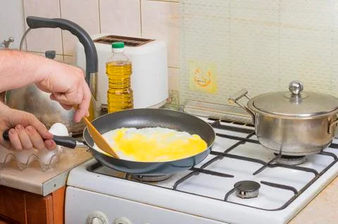 Fried eggs. Close-up Stock Photos