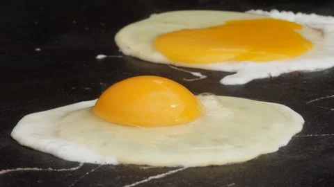 Fried Eggs Cooking Process Showcased in Action Stock Footage 347627556
