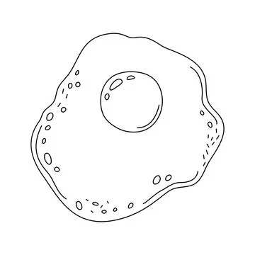 Fried eggs food element simple outline vector hand drawn illustration 스톡 일러스트