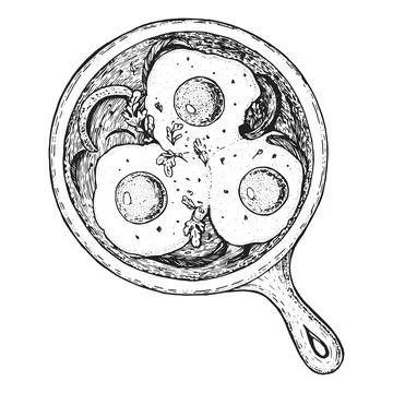 Fried eggs in a frying pan Stock Illustration