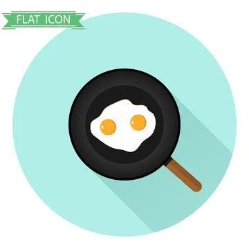 Fried eggs in a frying pan Stock Illustration