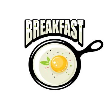 Fried eggs in a frying pan logo Stock Illustration