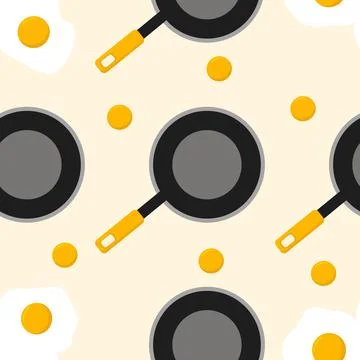 Fried eggs in a frying pan on a white background for use in web design Stock Illustration