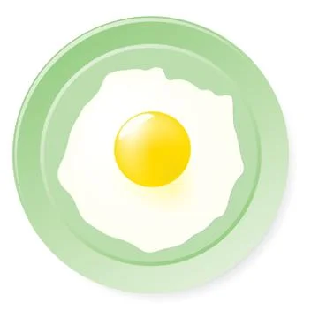 Fried eggs on green plate. Stock Illustration