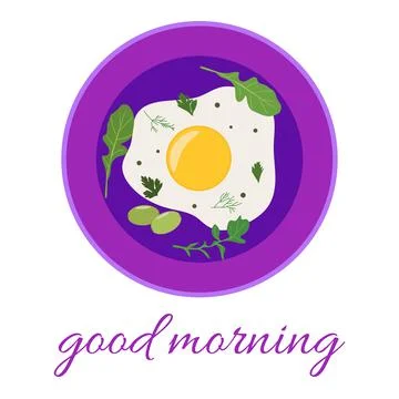 Fried eggs with greens. Scrambled eggs for breakfast. healthy breakfast, Vect Stock Illustration