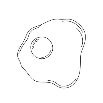Fried eggs illustration in a simple outline vector, classic breakfast dish rich イラスト素材