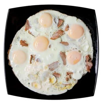 Fried eggs with meat Stock Photos