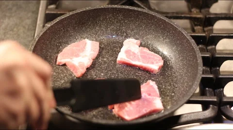 Fried eggs with meat time lapse Stock Footage 61878356