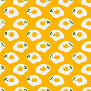 Fried eggs with microgreens Culinary Seamless pattern. National eggs day Illustrazione stock