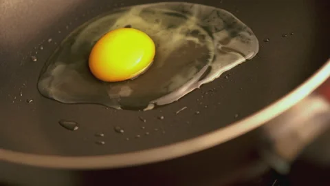 Fried eggs in a pan. Cooking. close up view Stock Footage 196973215