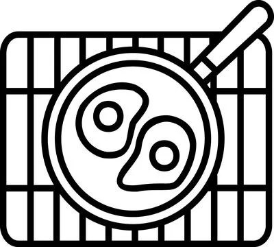 Fried Eggs in Pan on Grill Stock Illustration