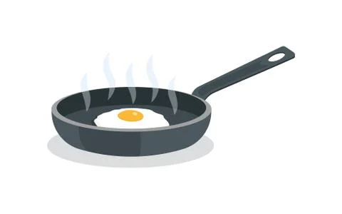 Fried eggs on pan with handle Illustrazione stock
