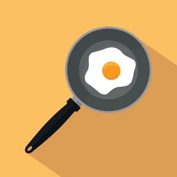 Fried eggs on pan Stock Illustration
