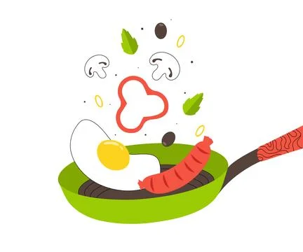 Fried eggs at pan vector concept Illustrazione stock