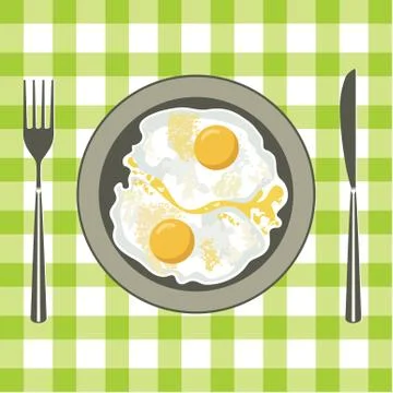 Fried eggs in a plate Stock Illustration