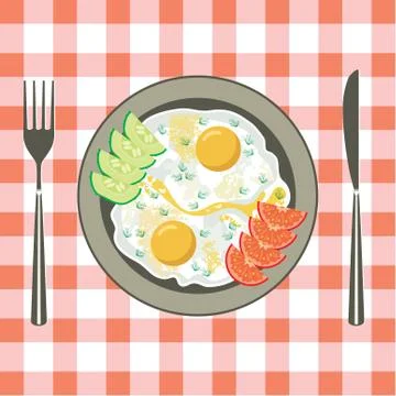 Fried eggs in a plate Stock Illustration