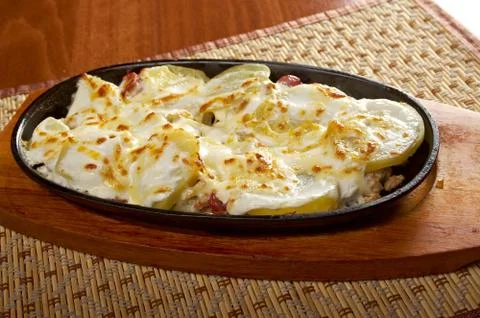 Fried eggs with potato Foto stock