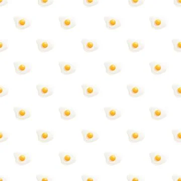 Fried eggs seamless pattern for breakfast design Stock Illustration