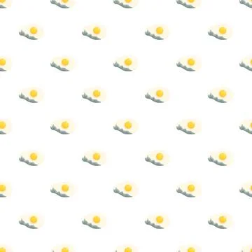 Fried eggs seamless pattern for breakfast design Stock Illustration