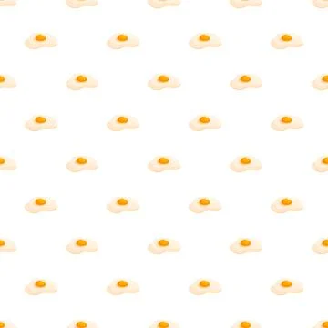 Fried eggs seamless pattern for breakfast food background Stock Illustration