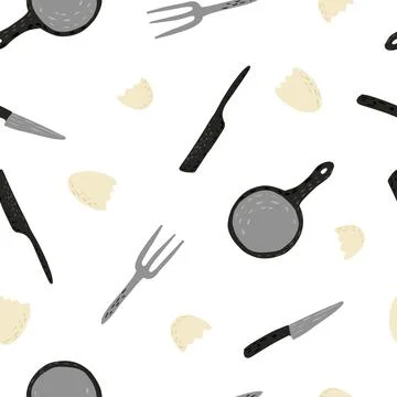 Fried eggs seamless pattern. Food background. Stock Illustration