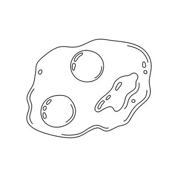 Fried eggs simple outline hand drawn vector illustration, traditional breakfa Stock Illustration