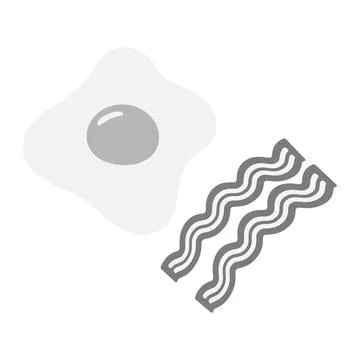 Fried eggs with strips of bacon in grayscale. Quick breakfast. Happy Egg Day Illustrazione stock