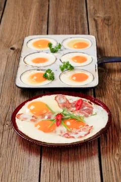 Fried eggs - sunny side up Stock Photos