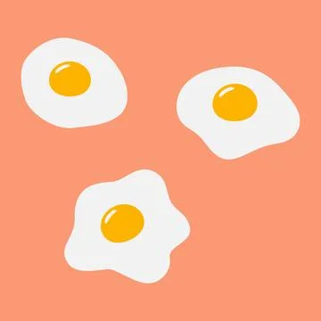Fried eggs various uneven shapes. Culinary food poster or card menu design 스톡 일러스트