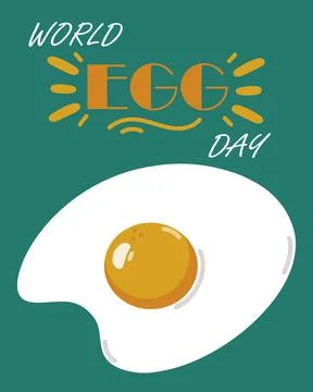 Fried eggs vector illustration. Hand drawn omelette on a green background Stock Illustration
