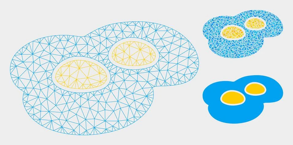 Fried Eggs Vector Mesh Network Model and Triangle Mosaic Icon Stock Illustration
